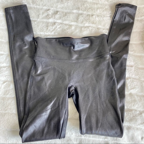 SPANX Faux Leather Black High Rise Leggings - Picture 6 of 7